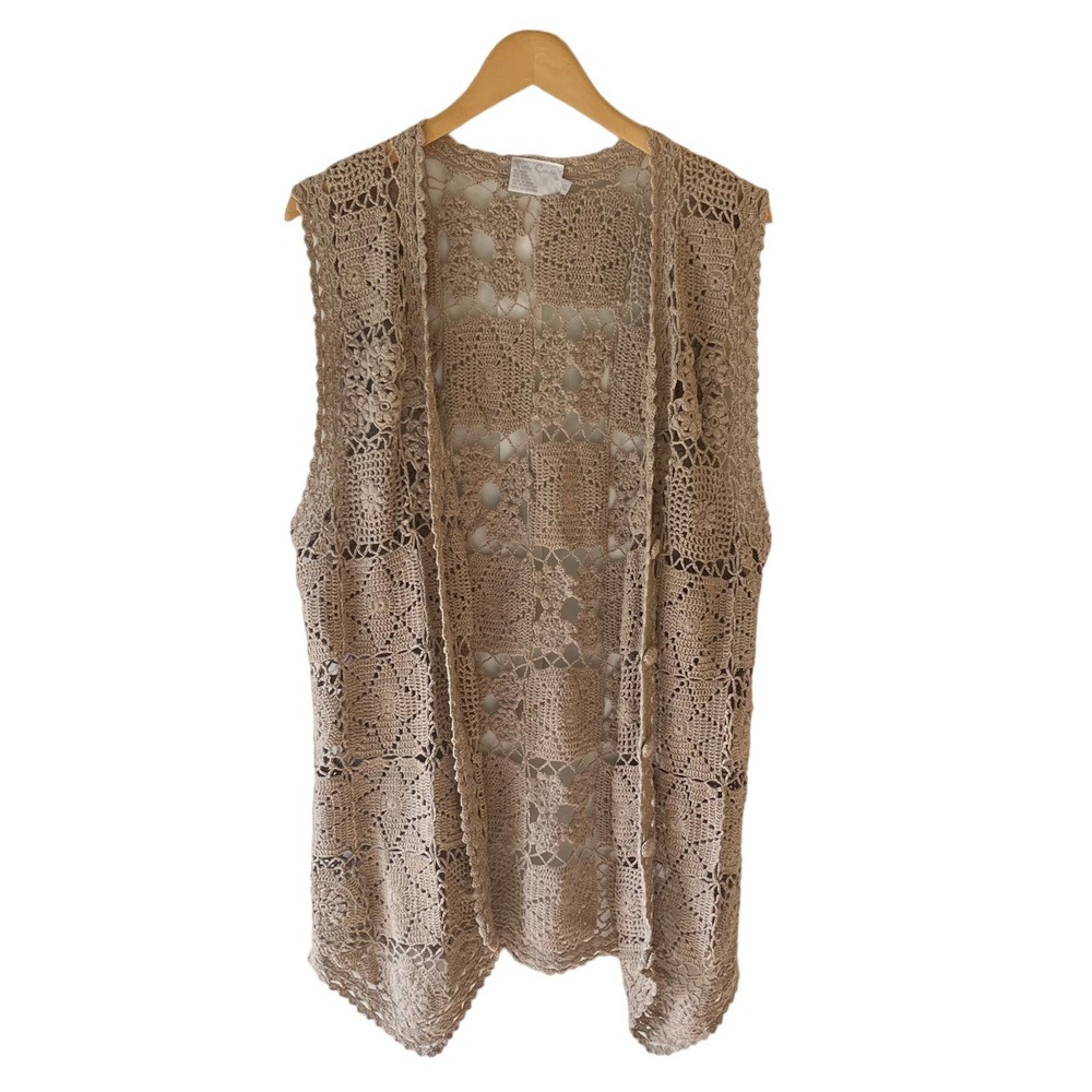 Pierra Cardin crocheted, sleeveless cardigan, size XL